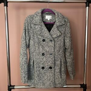 Gray Tweed Pea Coat- Xhilaration / Target - Size Large